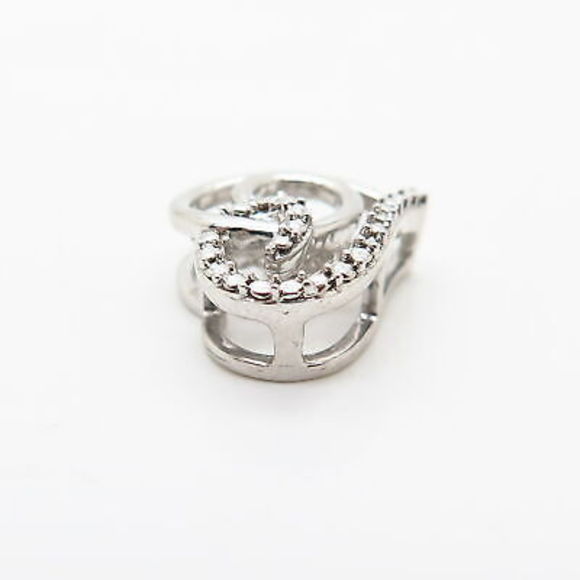 925 Sterling Silver Dancing C Z Heart Design Slide Pendant - Picture 4 of 5